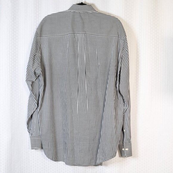 Peter Millar Size XL black/white windowpane check long sleeve button down shirt - Picture 6 of 12